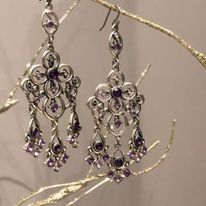 Purple Floral Drop Earrings